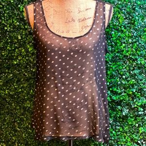 Black with Gold polka dots, transparent blouse, Medium, belt sold separately